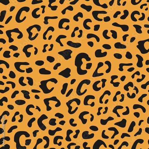 Seamless leopard vector pattern design, animal yellow tile print background