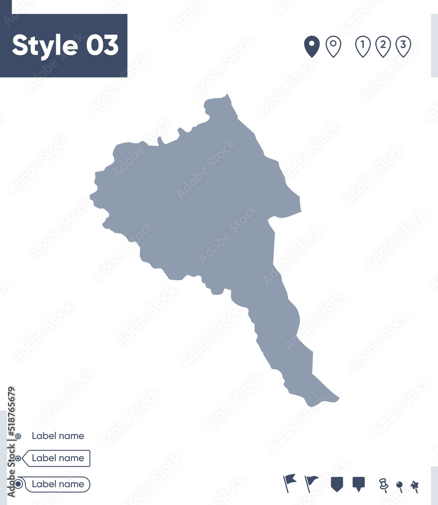 Bayan Olgii, Mongolia - map isolated on white background. Outline map. Vector map. Shape map.