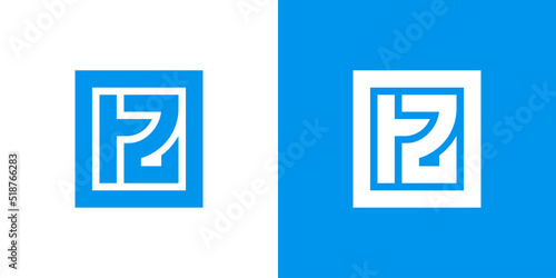 Foto Geometric letter HZ or ZH logo template,  square shape monogram logo, creative t