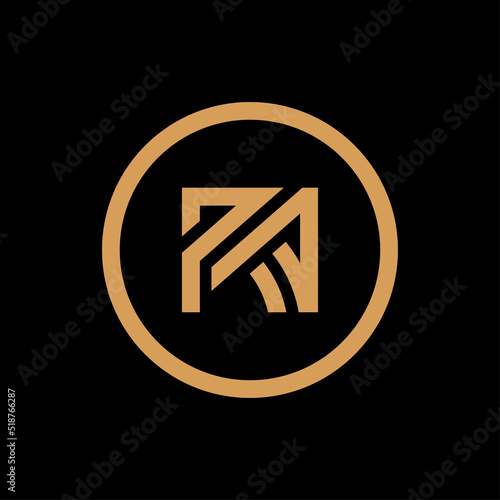 Initial letter RA AR monogram logo, isolated on black background - Vector