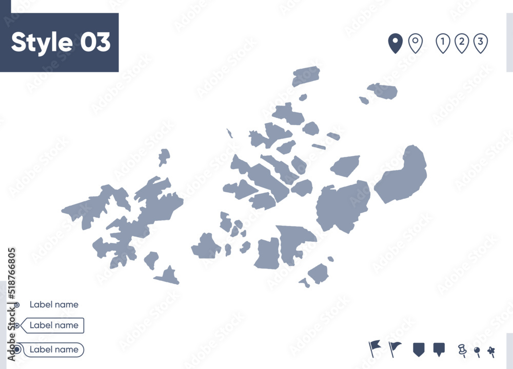 Arkhangelsk Region Part 03, Russia - map isolated on white background. Outline map. Vector map. Shape map.