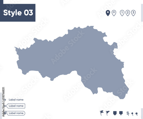 Belgorod Region, Russia - map isolated on white background. Outline map. Vector map. Shape map.