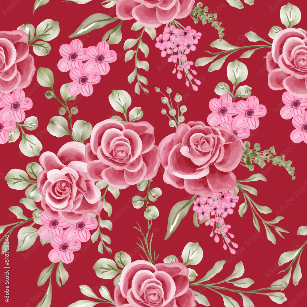 seamless pattern rose pink maroon background