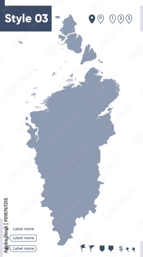 Krasnoyarsk Territory, Russia - map isolated on white background. Outline map. Vector map. Shape map.
