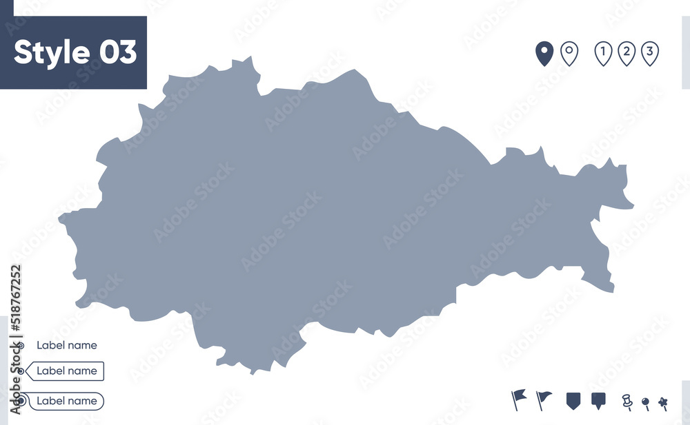 Kursk Region, Russia - map isolated on white background. Outline map. Vector map. Shape map.