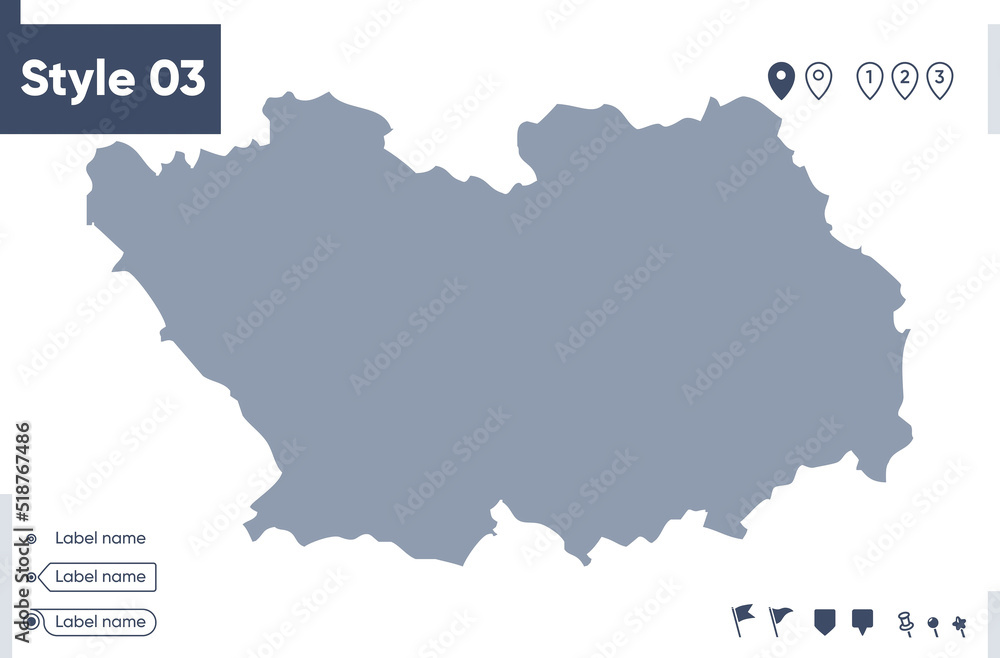 Penza Region, Russia - map isolated on white background. Outline map. Vector map. Shape map.