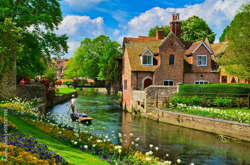 Great Stour river in Westgate Gardens, Canterbury,England. photo