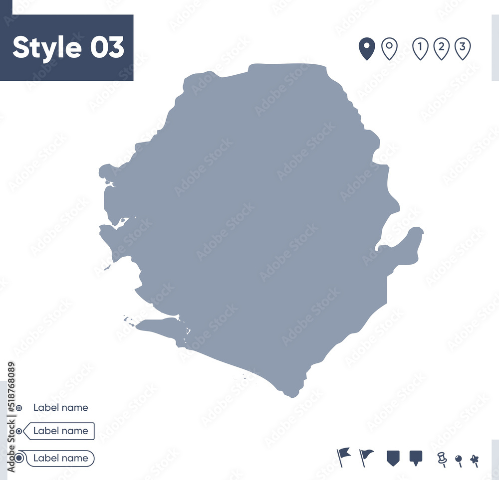Sierra Leone Map Isolated On White Background Outline Map Vector
