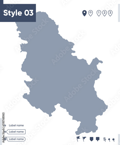 Serbia - map isolated on white background. Outline map. Vector map. Shape map.