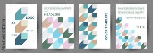 School notebook cover template collection A4 design. Modernism style futuristic title page layout