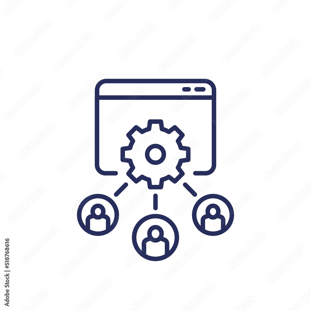 load testing line icon, multiple users accessing service load testing line icon, multiple users accessing service