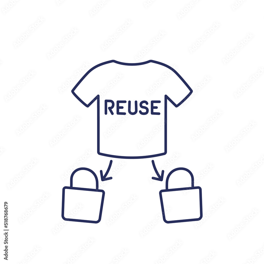 upcycling line icon, reuse old t-shirt upcycling line icon, reuse old t-shirt