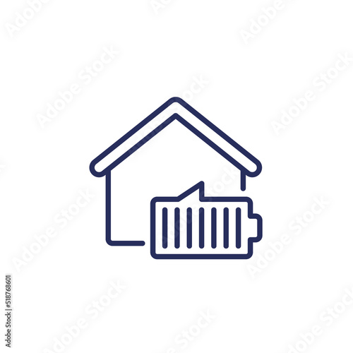 home battery line icon, vector