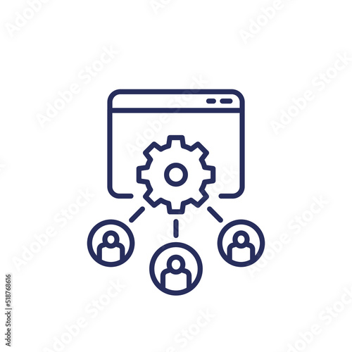 load testing line icon, multiple users accessing service