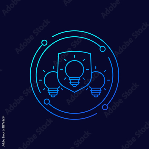 patent protection, protect ideas icon, linear design