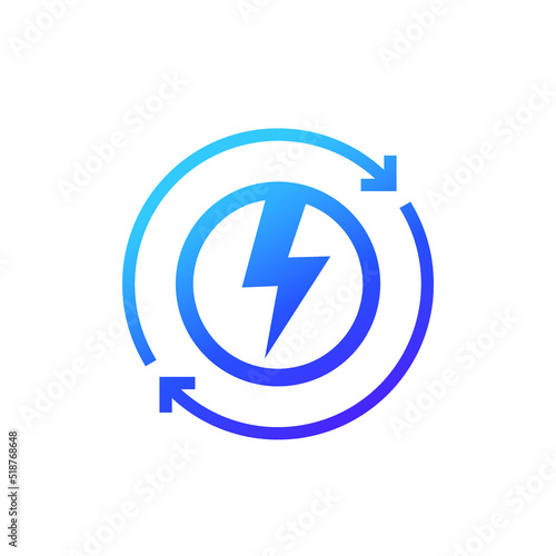 Recharge icon, electric charger vector