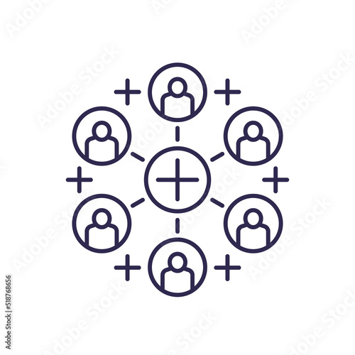 refer friends, referrals line icon