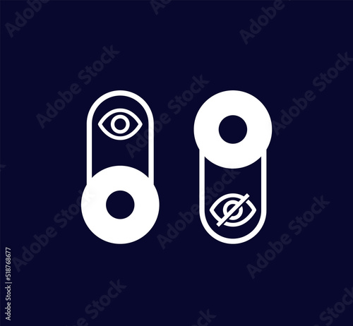 visible and hidden, toggle switch buttons, vector