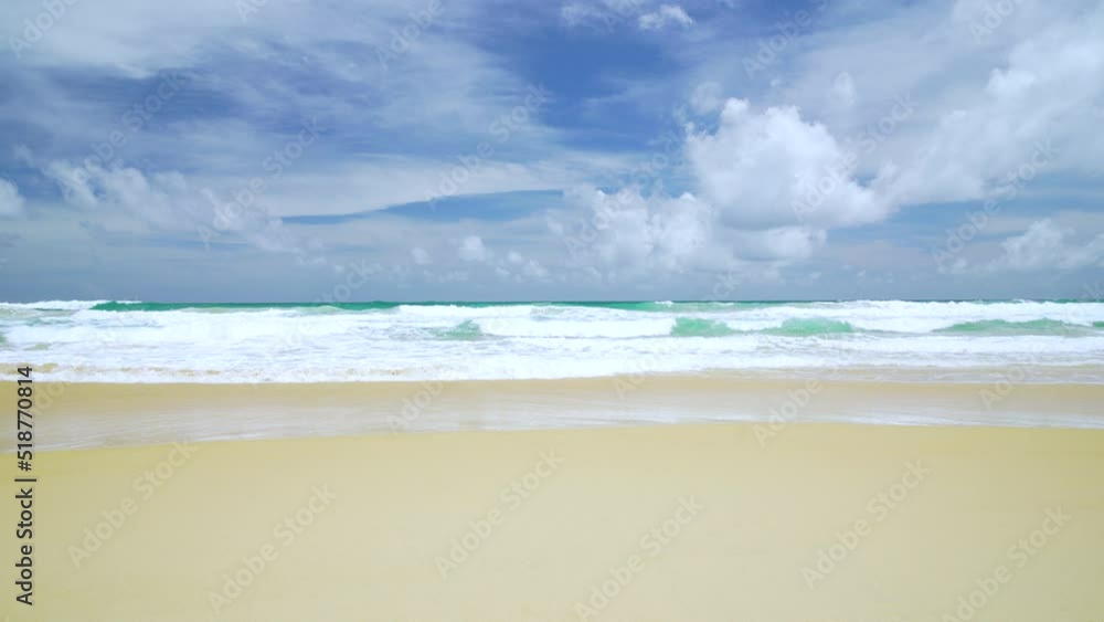 Landscape bottom view Beach blue sky wave splashing sandy summer. Landscape bottom view Beach blue sky wave splashing sandy summer.
