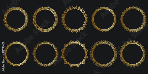gold abstract ornament design frame set