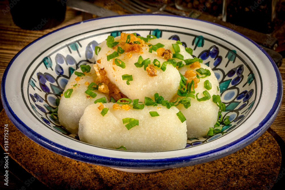 Potato dumplings stuffed with minced meat