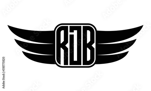 RDB three Letter Wings Flying Initial wing symbol minimalist creative concept flag icon professional logo design Vector template with abstract black and white tattoo photo