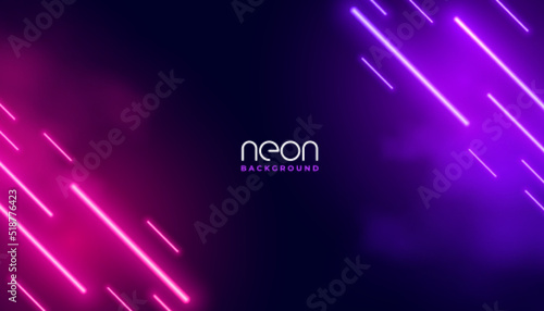 abstract neon light rain with smoke background