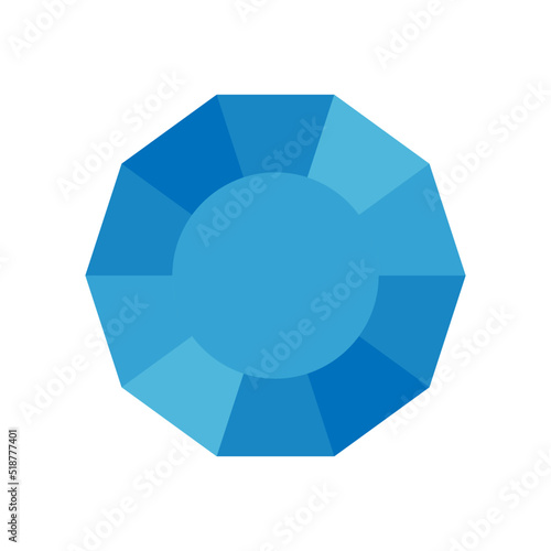 Blue gem vector icon on white background