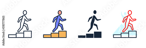 career icon logo vector illustration. people climbing upstairs symbol template for graphic and web design collection