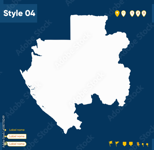 Gabon - map isolated on blue background. Outline map. Vector map.