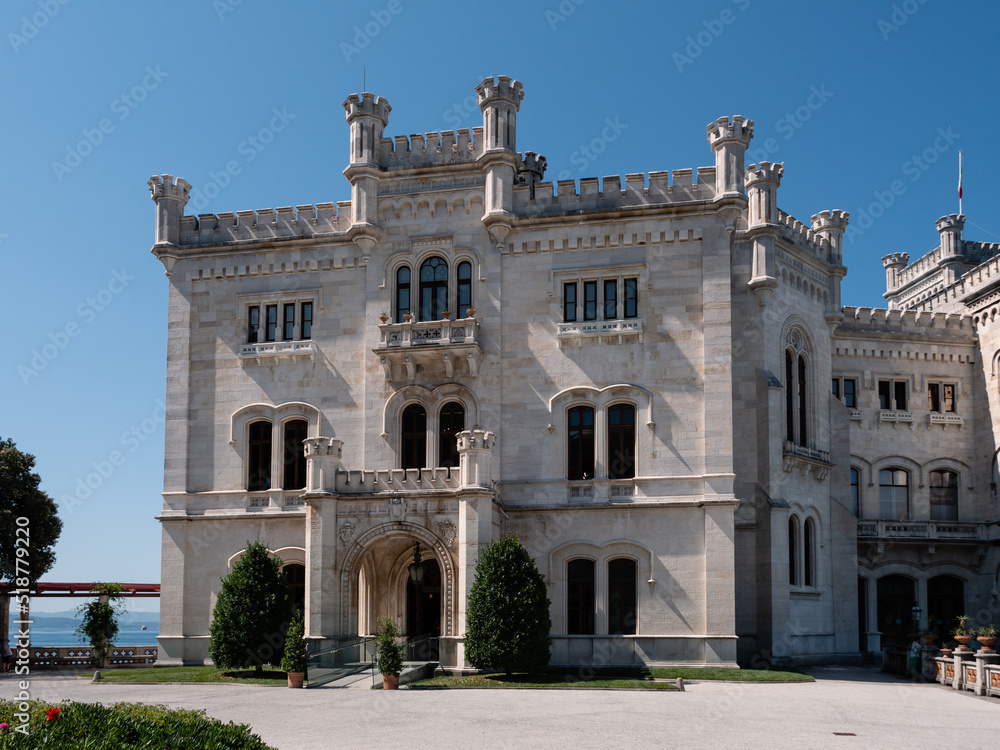 Castello di Miramare Castle Exterior Facade in Grignano Italy