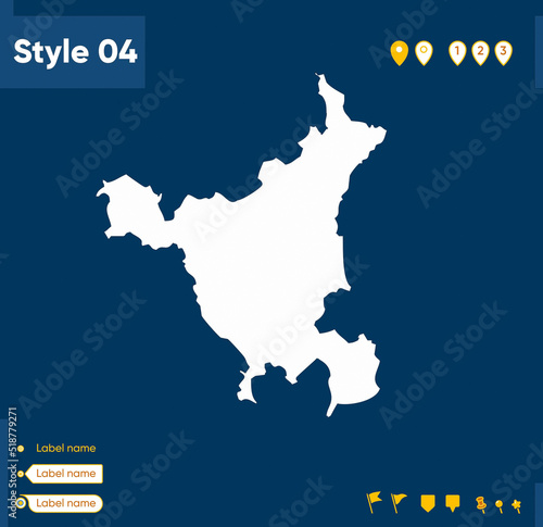 Haryana, India - map isolated on blue background. Outline map. Vector map. © Александр Филинков