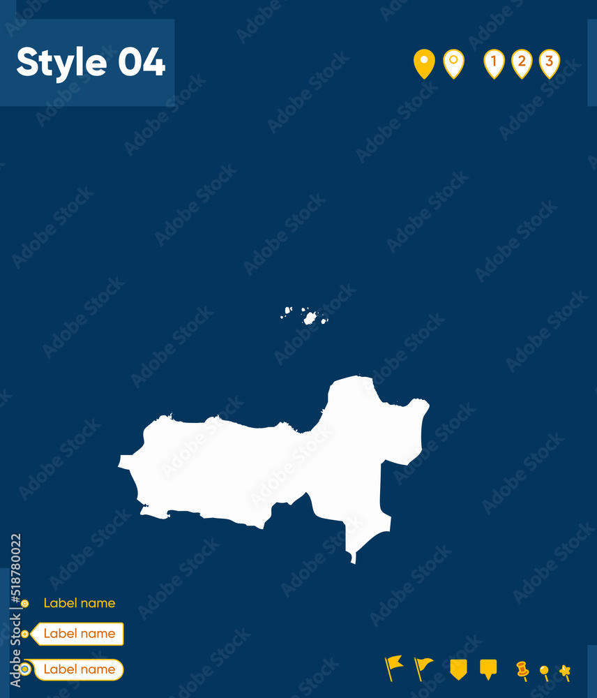 Obraz premium Central Java, Indonesia - map isolated on blue background. Outline map. Vector map.