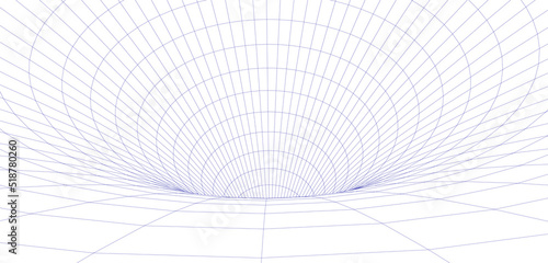 Abstract illustration. 3D corridor mesh. Frame tunnel.