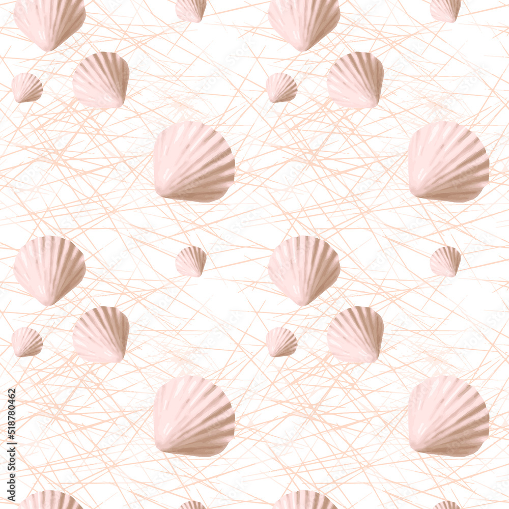 Vector seamless pattern with sea shells Vector seamless pattern with sea shells