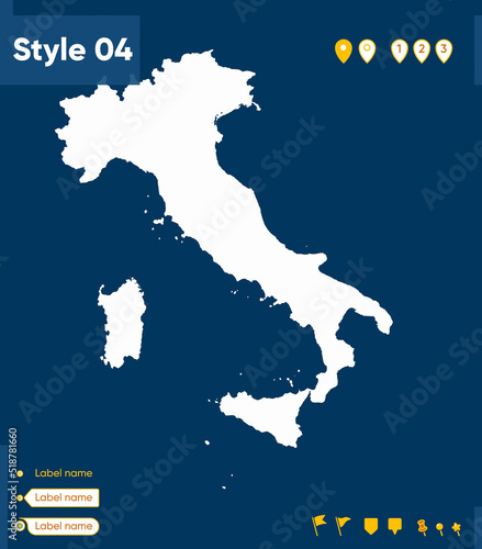 Italy - map isolated on blue background. Outline map. Vector map. © Александр Филинков