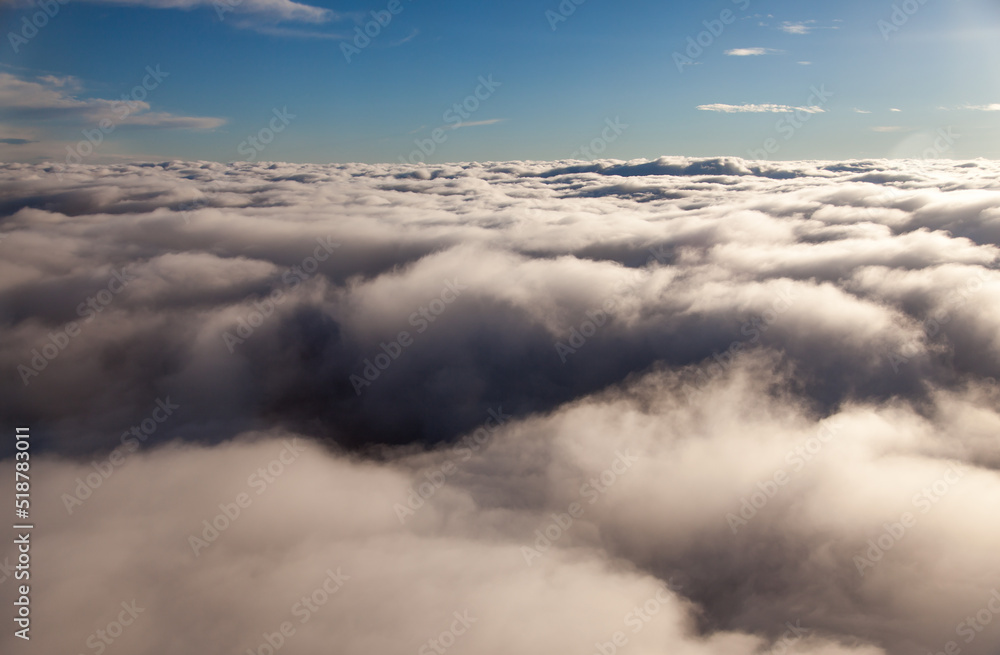View from above from the clouds during the day.