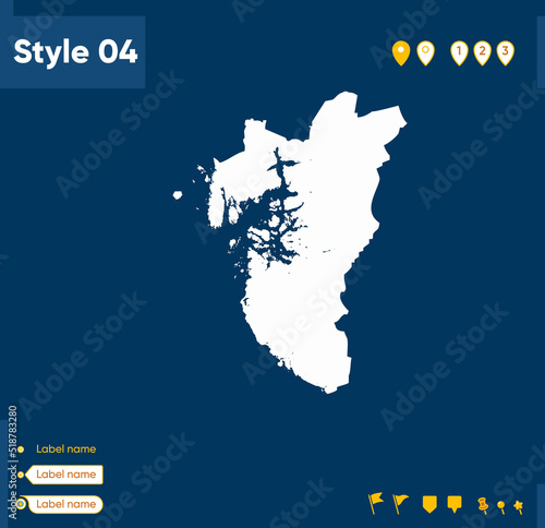 Rogaland, Norway - map isolated on blue background. Outline map. Vector map. photo