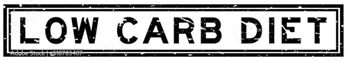 Grunge black low carb diet word square rubber seal stamp on white background