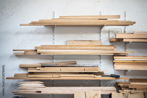 wooden planks in a carpentry shop