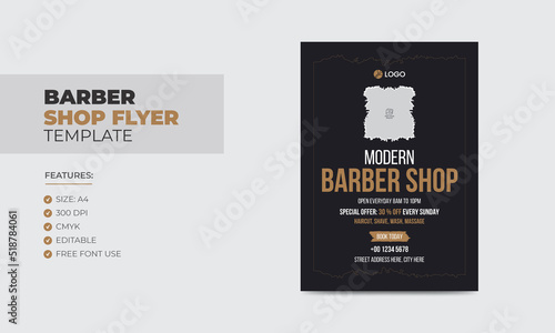 Modern barbershop flyer design template editable beauty salon business poster template