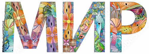 Word PEACE in Russian. Vector zentangle object for decoration