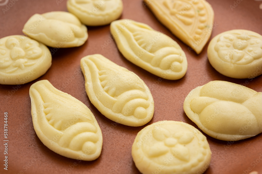 Sandesh or shondesh is a dessert, originating from the Bengal, India, created with milk and sugar