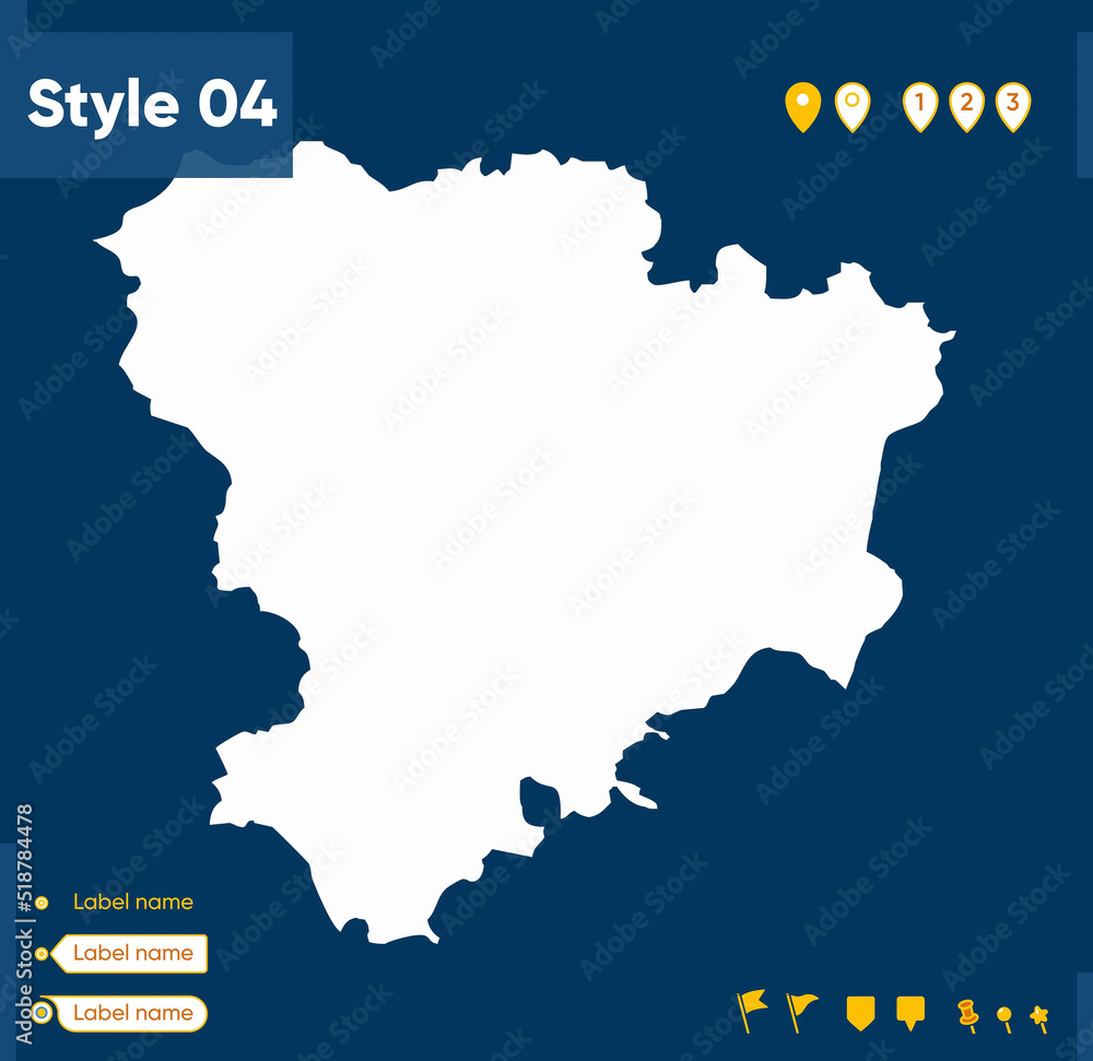 Obraz premium Volgograd Region, Russia - map isolated on blue background. Outline map. Vector map.