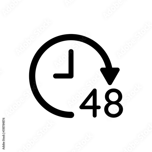 48 hour clock vector icon on white background