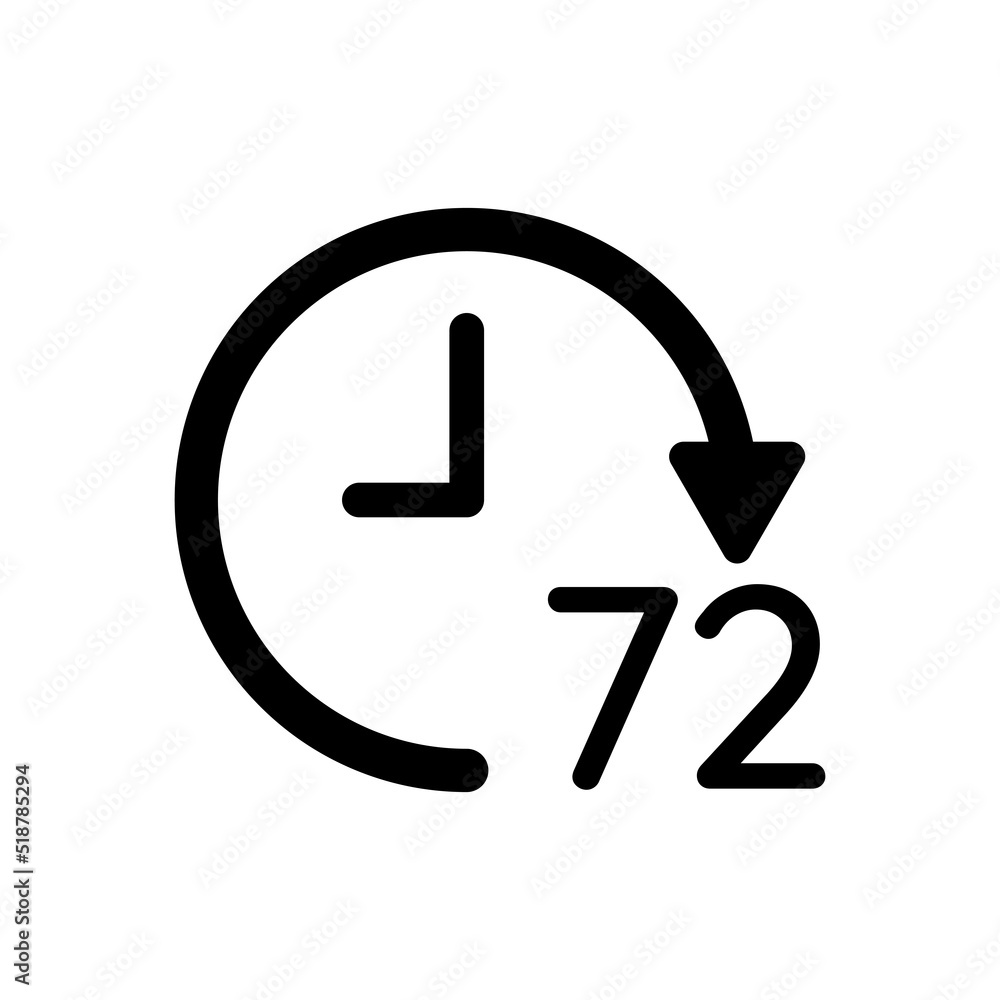 72 hour clock vector icon on white background 72 hour clock vector icon on white background