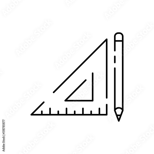Fashion Atelier And Sewing Linear Vector Icon. Atelier, Tailor Shop Thin Line Contour Symbols Pack. Needlework, Dressmaking Studio. Stitching Equipment Outline. Pin cushion. Tailor ruler