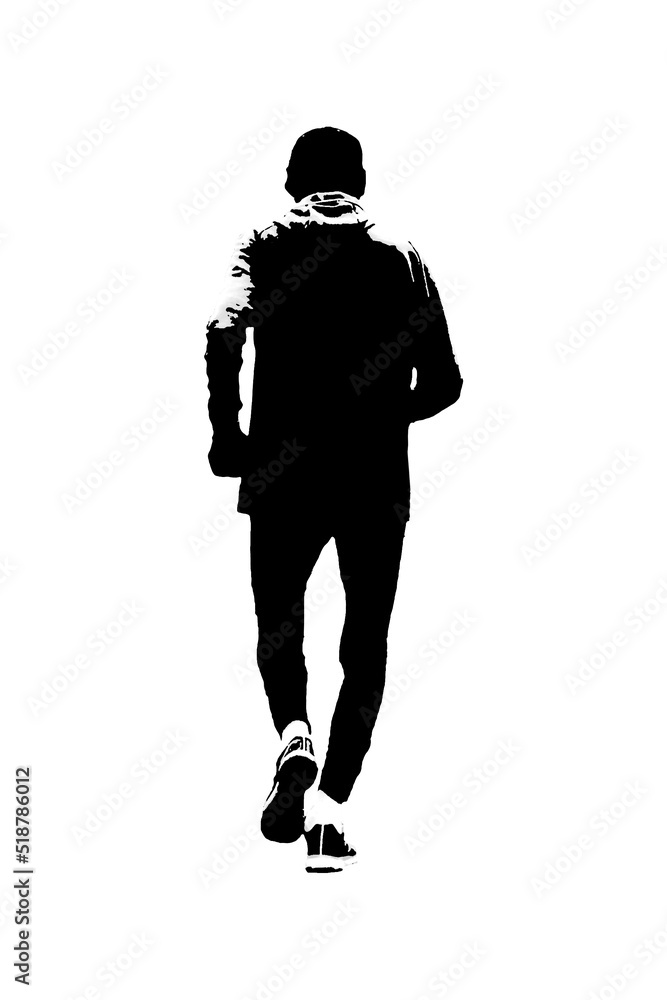 Senior man running drawing Senior man running drawing