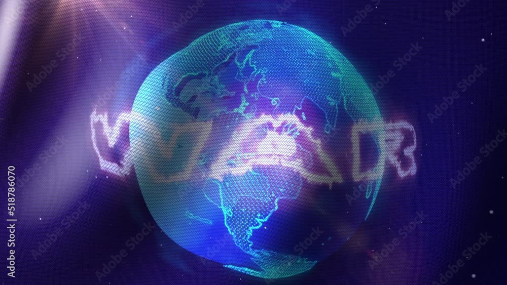 Animation Planet Earth with Fire Text War. Fabric structure Animation Planet Earth with Fire Text War. Fabric structure