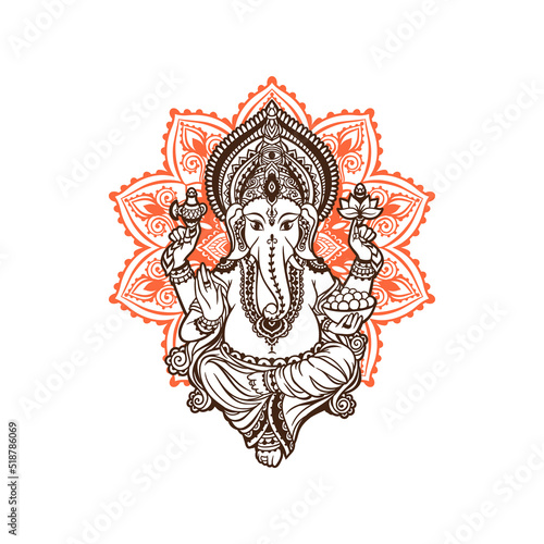 lord Ganesh image. God with elephant head. vector Illustration